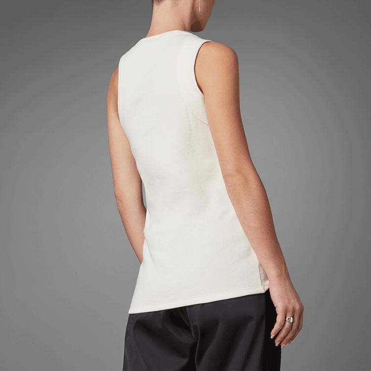 Adidas Originals Waffle Tank Top Brand Logo Solid Color Round Neck Sleeveless Vest Women tops White HE1475