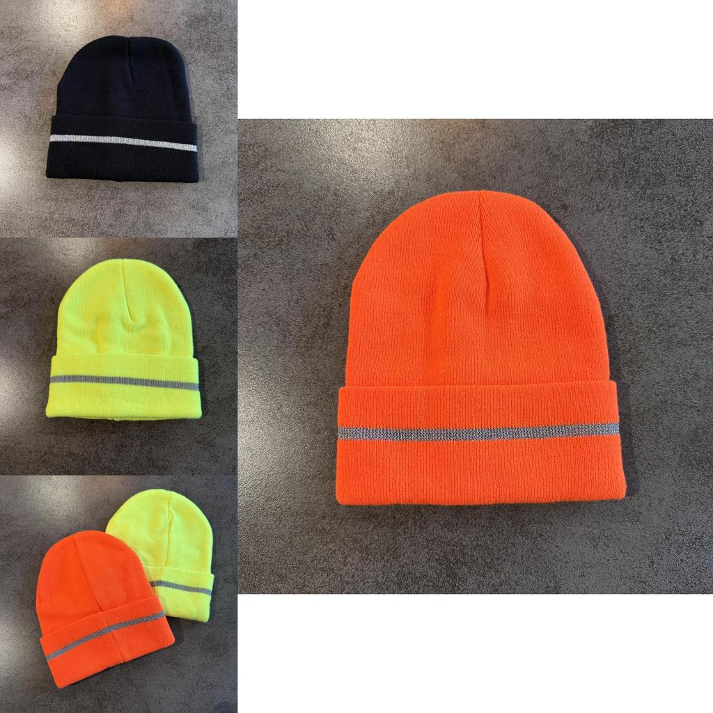 Mens Knitted Hat With Reflective Details For Winter Warmth Stylish Cold Weather Headgear