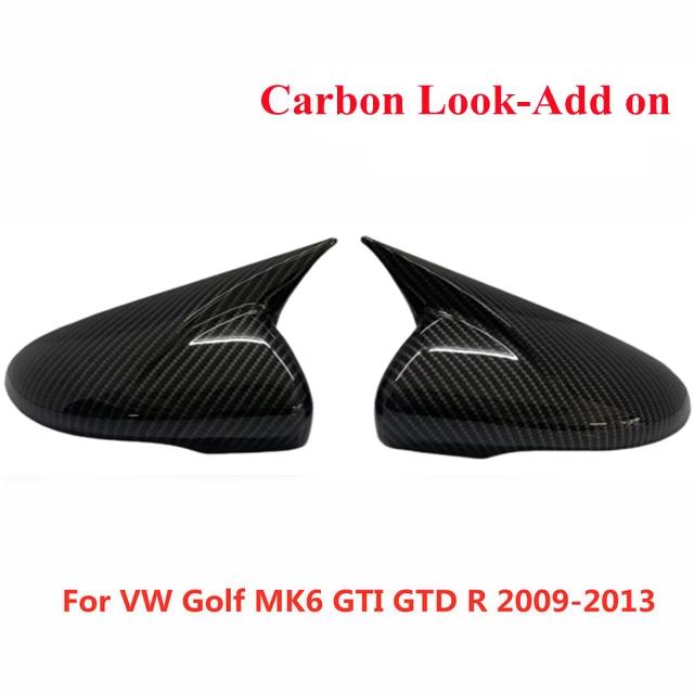 2x Carbon Look sidovingsspegelskydd för VW för Volkswagen Golf 6 MK6 GTI GTD 2009-2013 sidobackspegelkåpa