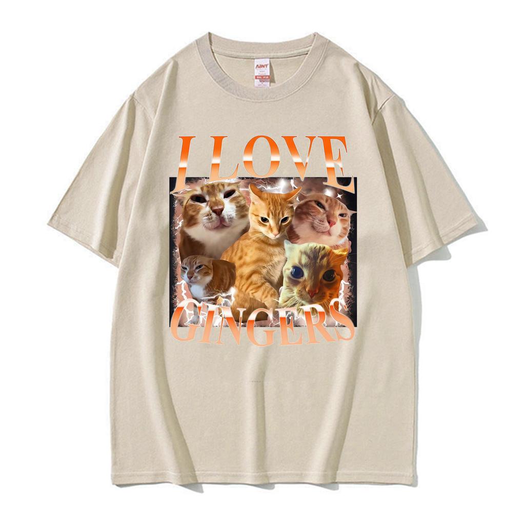 I Love Gingers Orange Cat Vintage 90s Graphic T Shirt Unisex Unisex Clothing Fashion Comfort Short Sleeves Loose Tshirts Streetwear