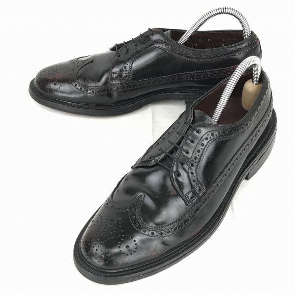 

80s-90s Vintage NUNN BUSH Goodyear welt long wingtip brogues red brown 8D 25.5 American style