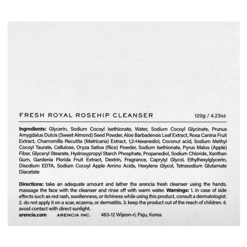 Arencia, Fresh Rosehip Cleanser, 120g (4.23oz)