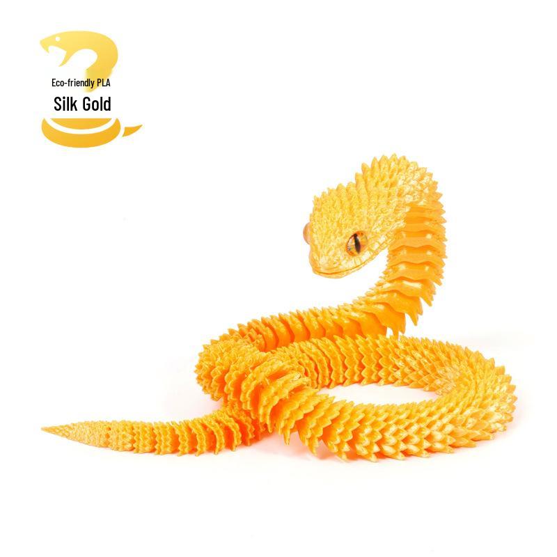 3D Printed Movable Viper Snake Model Toy - Flexible Simulation Animal Doll