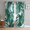 2pcs Plant Green Forest Greenery Vine Pattern Chiffon Sheer Curtains Window Drapes For Bedroom Living Room Home Decoration