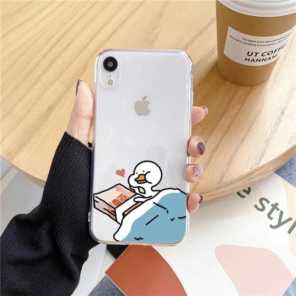 Funny Duck Phone Case For iPhone 16 15 14 13 12 11 Pro Max XS X XR 7 8 SE Clear Cover Funda