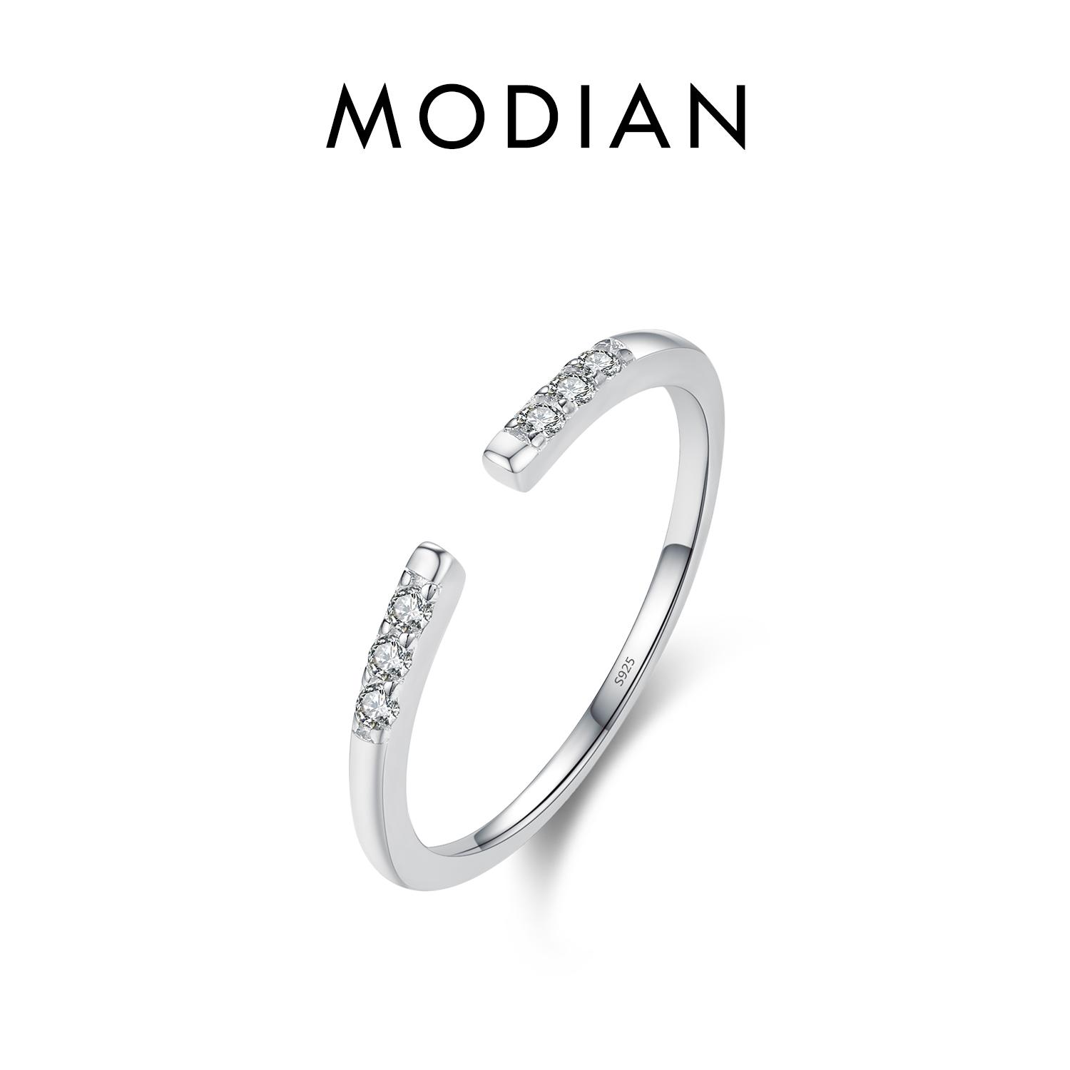 

MODIAN Стерлингового Серебра 925 пробы Простой открытый размер 6-8 Штабелируемое кольцо на палец Классические регулируемые кольца золотого цвета для женщин Ювелирные изделия Подарочный купон и скидка серебряный