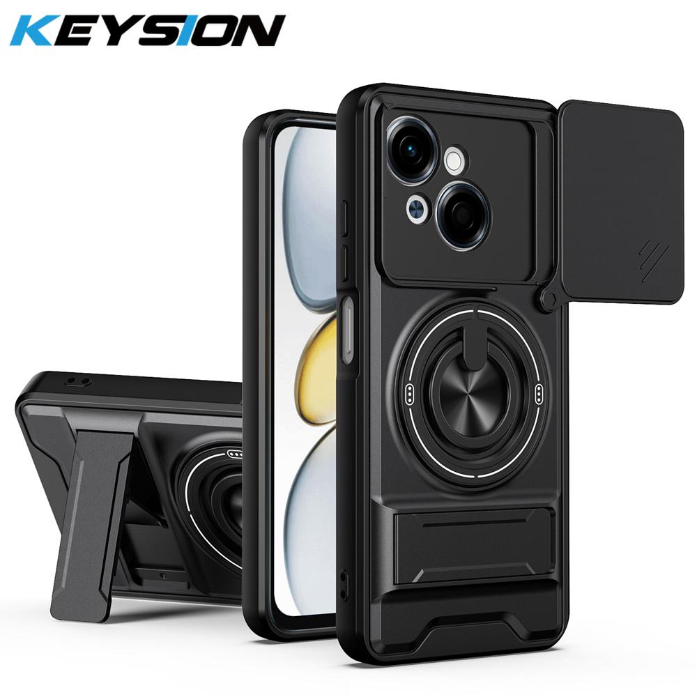 KEYSION Magnetic Phone Case for TECNO Spark Go 1 1S 2025 Slide Camera Protection Upright Kickstand 360 Ring Shockproof Back Cover