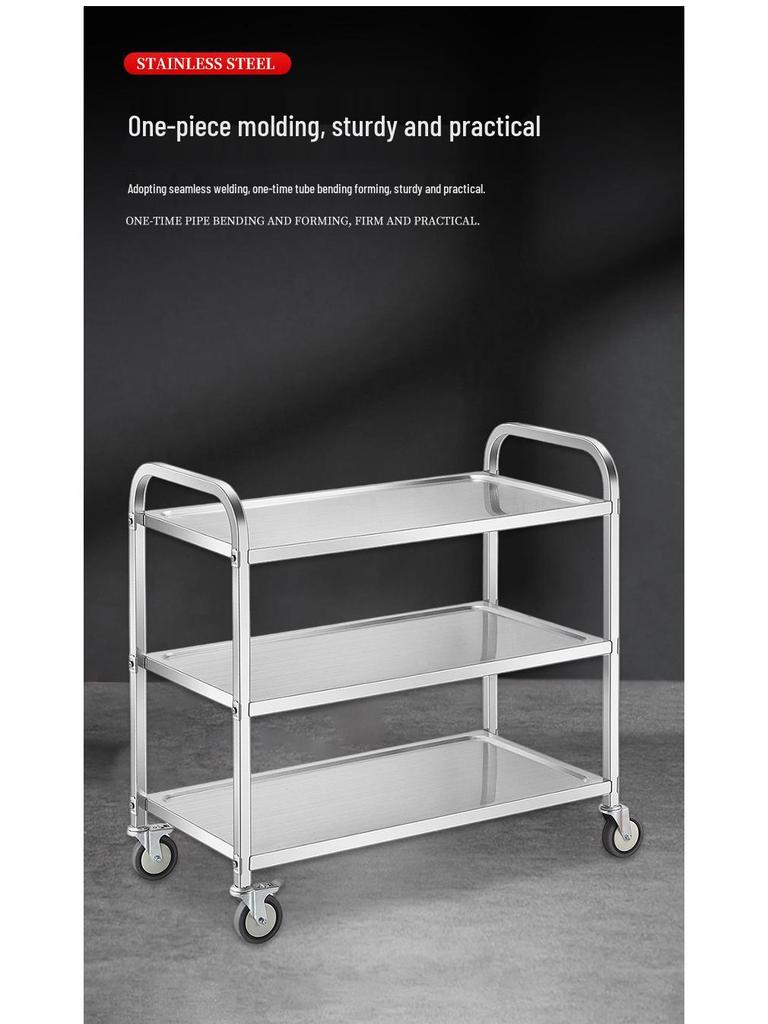 Stainless Steel Multi-Layer Serving Trolley for Restaurants and Hotels
