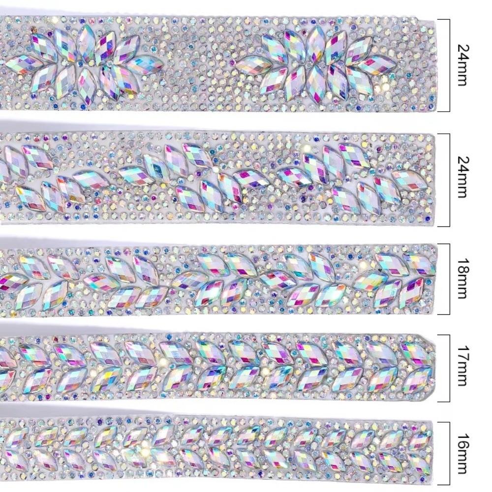1Yard/90cm Self-Adhesive Rhinestone Trim Multi-color Crystal DIY Rhinestone Trimming Tape Iron On AB Color Crystal Tape