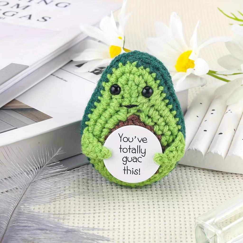 Crochet Plush Avocado Decorative Ornament Funny Crochet Handmade Doll Knitted Fruits Vegetables Table Ornament Birthday Gifts