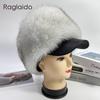 Fox Fur Hat Women Fluffy Brim Winter Warm Snow Cap Female Outdoor Fluffy Bomber Hat Winter Woman   Fur Cap Hat