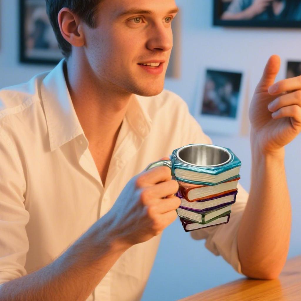 Resin 3D Painted Books Coffee Mug Unique Handmade Drink Cup Creative Book-Shaped Drinkware Colorful Novelty Mugs for Lover Gifts