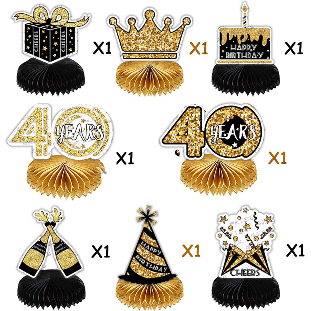 8 Pcs/set Paper Birthday Party Honeycomb Ball Decoration 18/40/50/60-year-old Desktop Gifts Decoration Photo Favor Booth Props