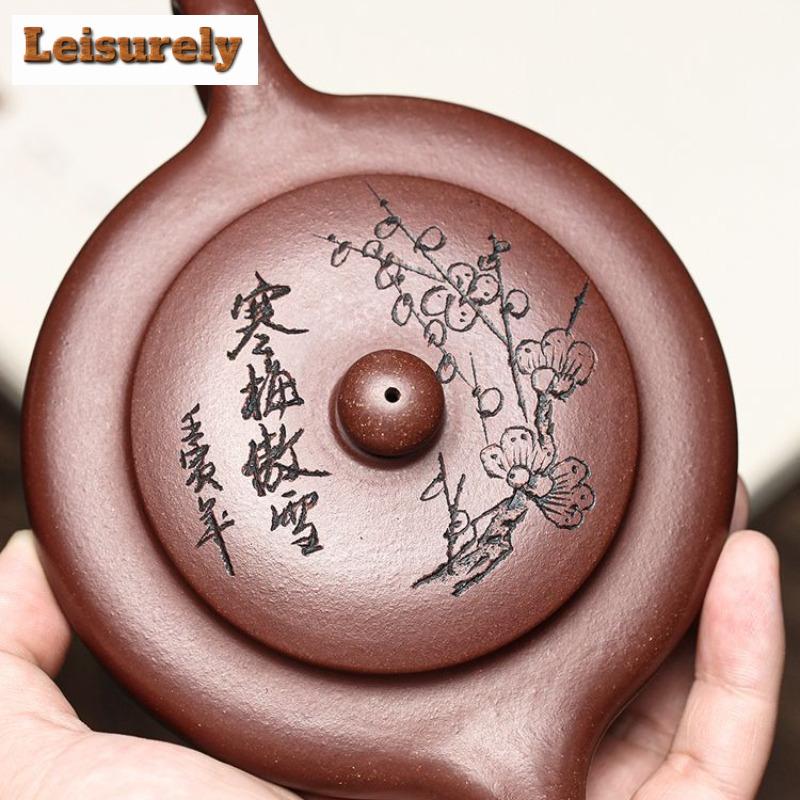 240ml Luxury Yixing Purple Clay Teapots Famous Master Handmade Bian Pot Raw Ore Purple Mud Kettle Chinese Zisha Tea Set Craft