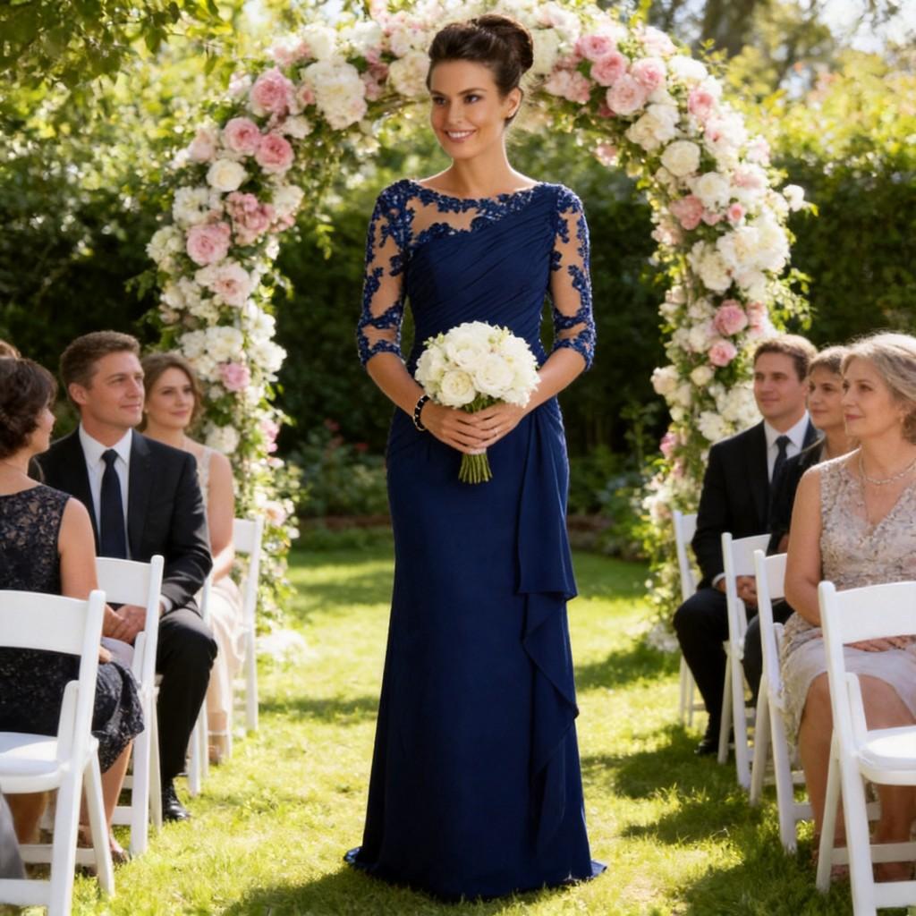 Elegante Abito Estivo in Pizzo a Vita Alta con Scollo Rotondo per Occasioni Speciali