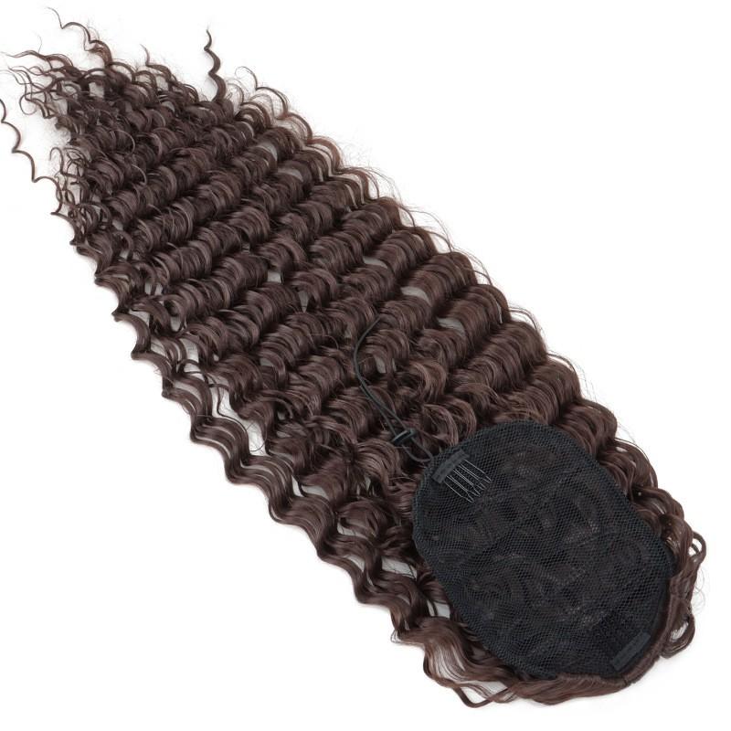 Synthetic Ponytail Wig With Deep Curl Net Cap Drawstring Heat-Resistant Fiber Women Any Face Shape