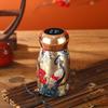 Peacock Pattern Vacuum Cup Stainless Steel Vintage Flower Thermal Water Bottle 300ml Double-Layer Insulation Glass Tea Pot with Leakproof Lid