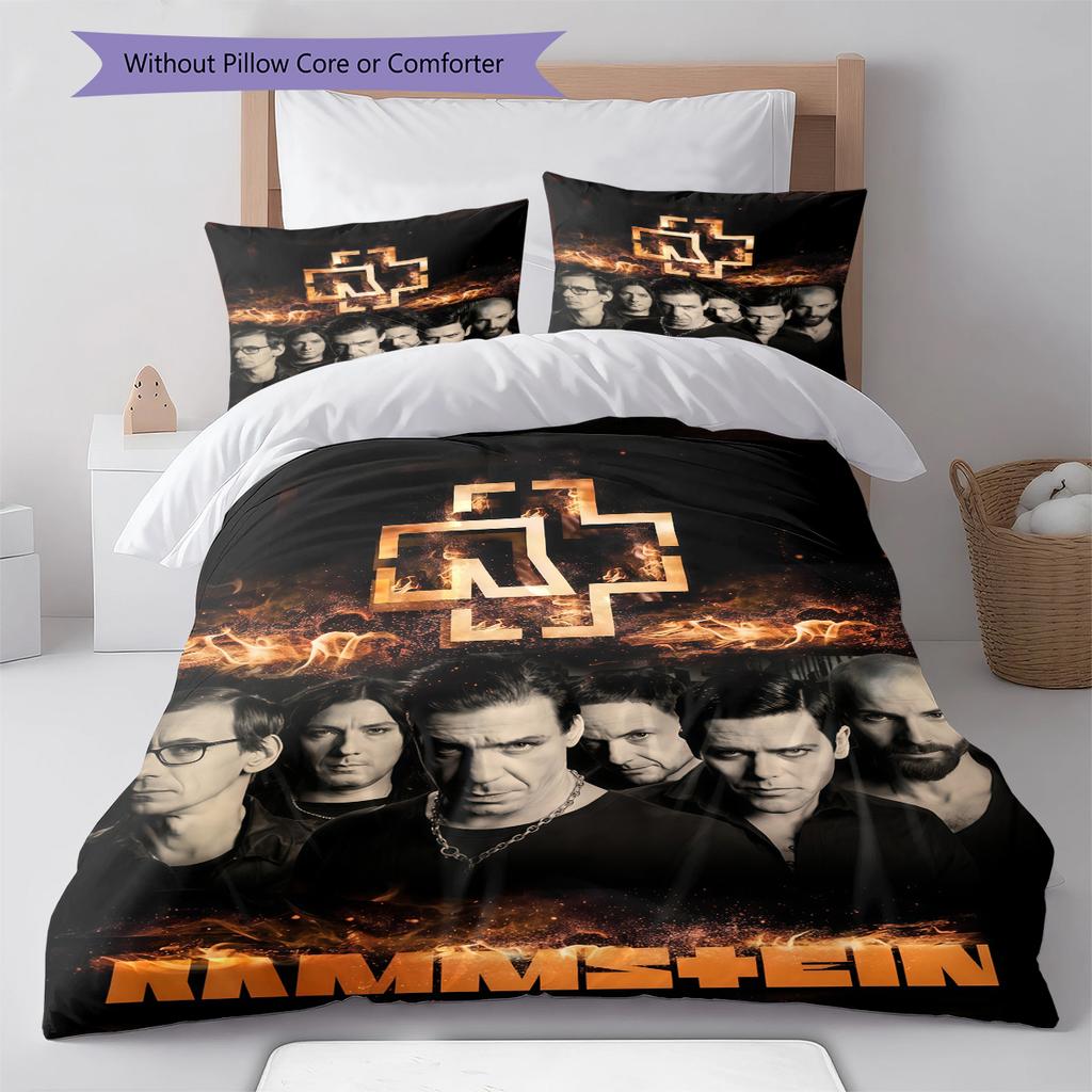 Rammstein Band Pattern Bedding,Quilt Set Quilt Cover Pillowcase Home Birthday Gift (1 * Duvet Cover + 2 * Pillowcase, Without Core)
