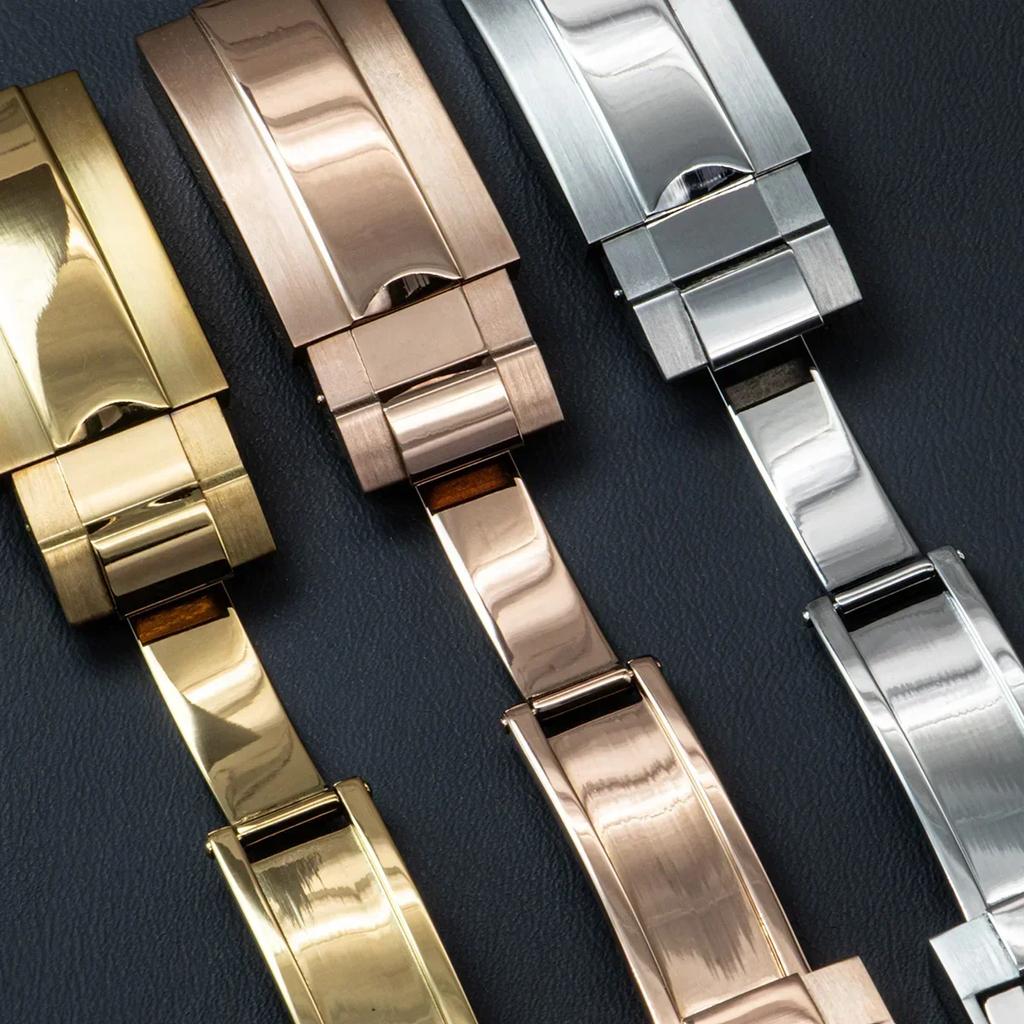 Neue Edelstahlschließe für Rolex DAYTONA SUBMARINER GMT Feinverstellung Gleitverschluss für Gummi-Uhrenarmband Schnalle Zubehör