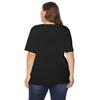 T-shirt Casual Feminina Plus Size Cor Sólida Borda Ondulada Burnout Vazado Manga Curta