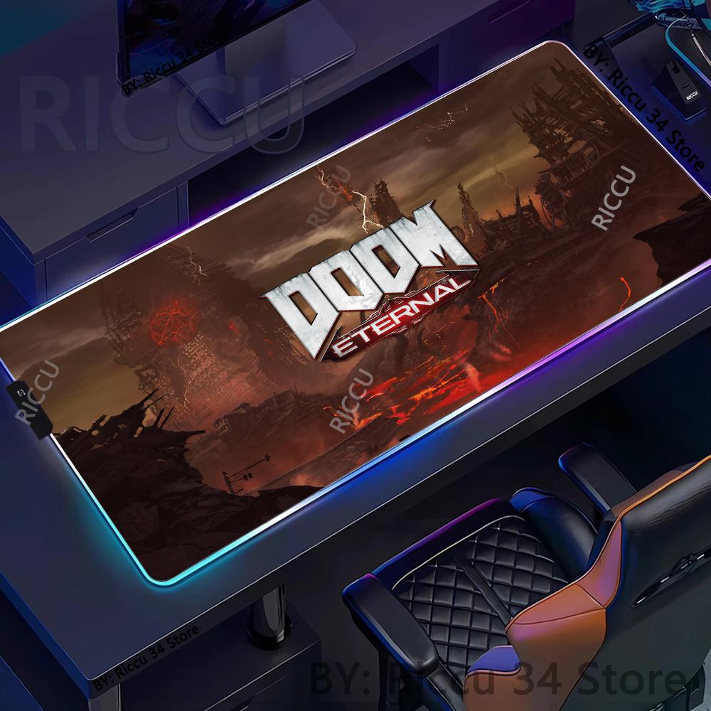 Spiel D-DOOM E-Eternal Mauspads RGB Leuchtend Große Tischunterlage Verschlüsselt Anti-Rutsch Super Großes Gaming-Mauspad Erweiterte Spielmatte