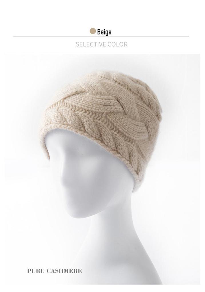 Damen 100% Reines Kaschmir Strickmütze - Modisch, Warm, Einfarbige, Stilvoll, Vielseitig, Lässig