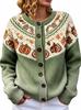 Fair Isle Color Block Single-Breasted Cardigan - Women's Autumn/Winter Knitwear