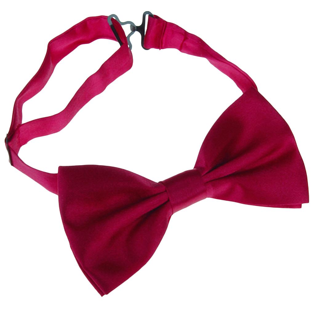Men's Tuxedo Bow Tie Satin Pure Bowtie Party Wedding Wine Red