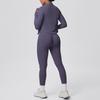 Women's Stand Collar Knit Zipper Jacket, Sports Bra & Yoga Pants Set