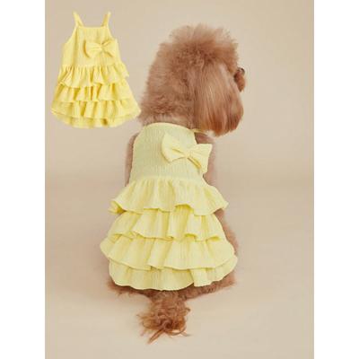1pc Spring/Summer Thin Dog/Cat Tutu Dress With Ruffled Layers And Cake Design For Small Dogs Teddy