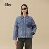 Damen Denim Revers Leichte Daunenjacke