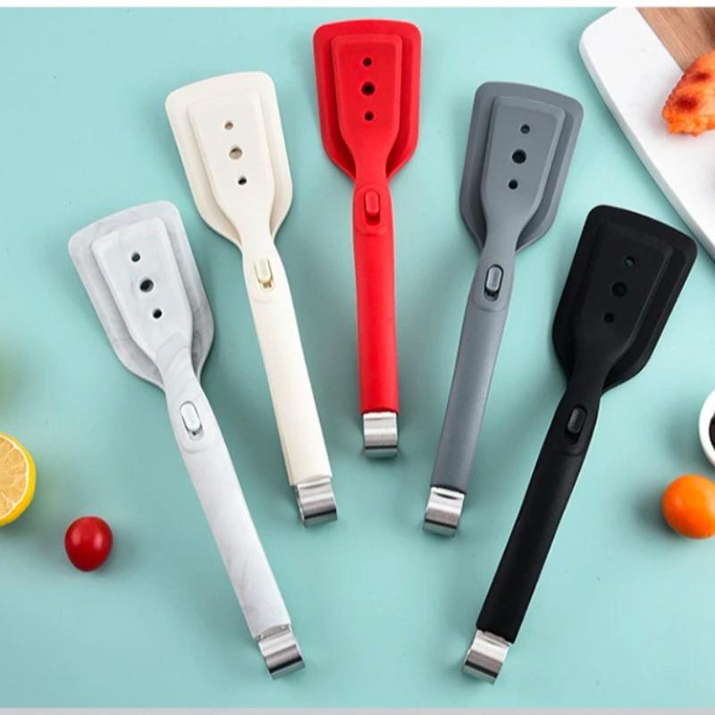 Two-in-one Silicone Fish Frying Spatula and Barbecue Tongs, Multi-functional Food Tongs, Specifically Designed for Steaks Tools