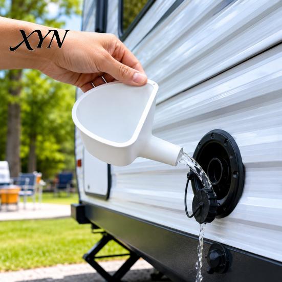 Quick Fill RV Water Funnel Fresh Tank Filling Funnel, 3D Printed Trailer Inlet Nozzle with Wide Mouth, Compatible Standard Port Efficient Tool