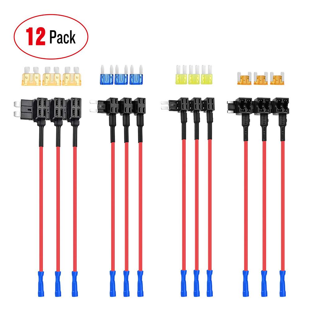 12Pack 12V Automotive Additional Circuit Fuse BreakoutATOATC ATM APM Fuse Holder