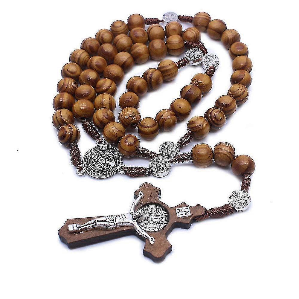 2 Pcs Wooden Rosary Necklace Handmade Cross Religious Jewelry - RIpj