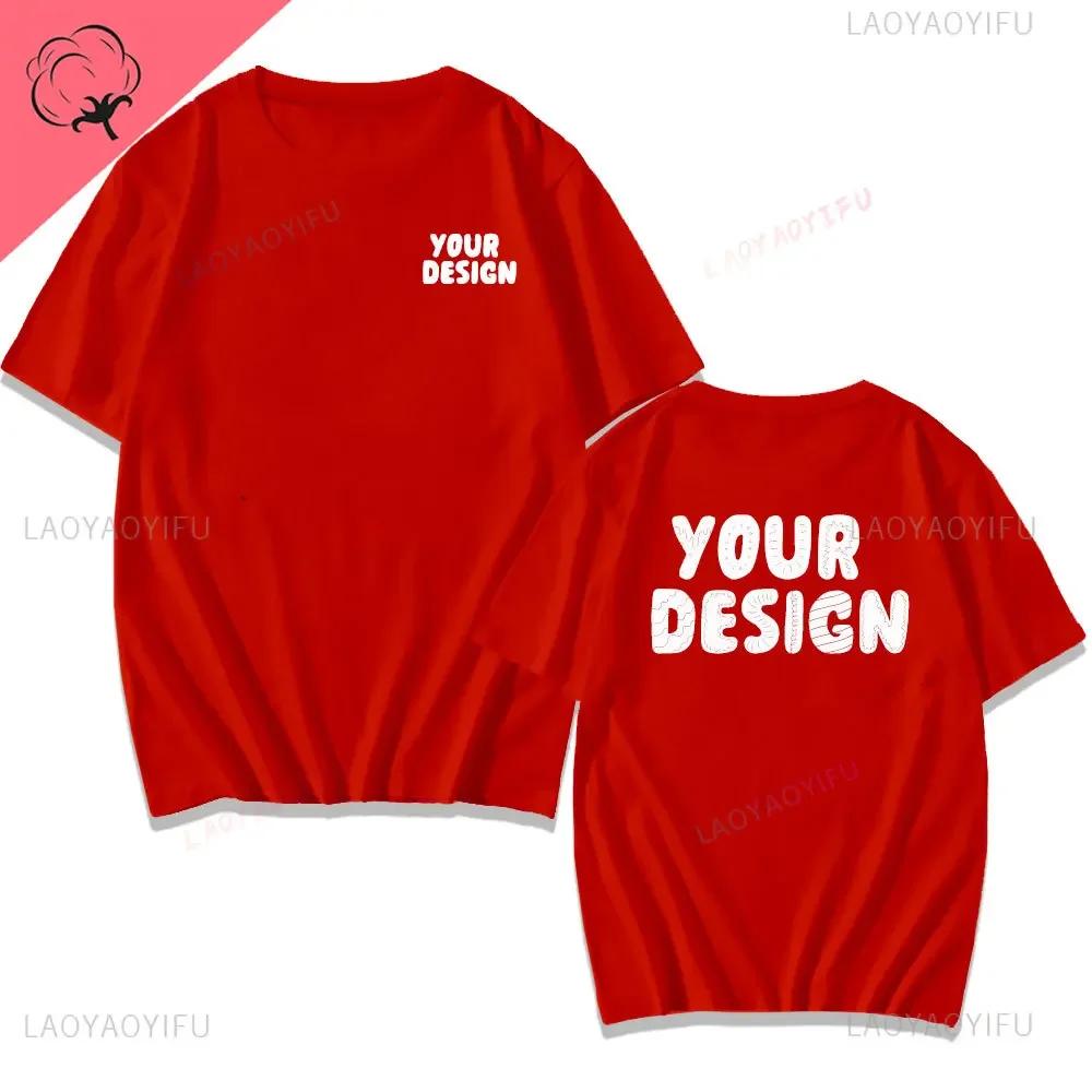 2025 Customized Printed Cotton Black White T Shirt Harajuku Men Women Tee DIY Your Like Photo Tshirt Fashion Custom Tops