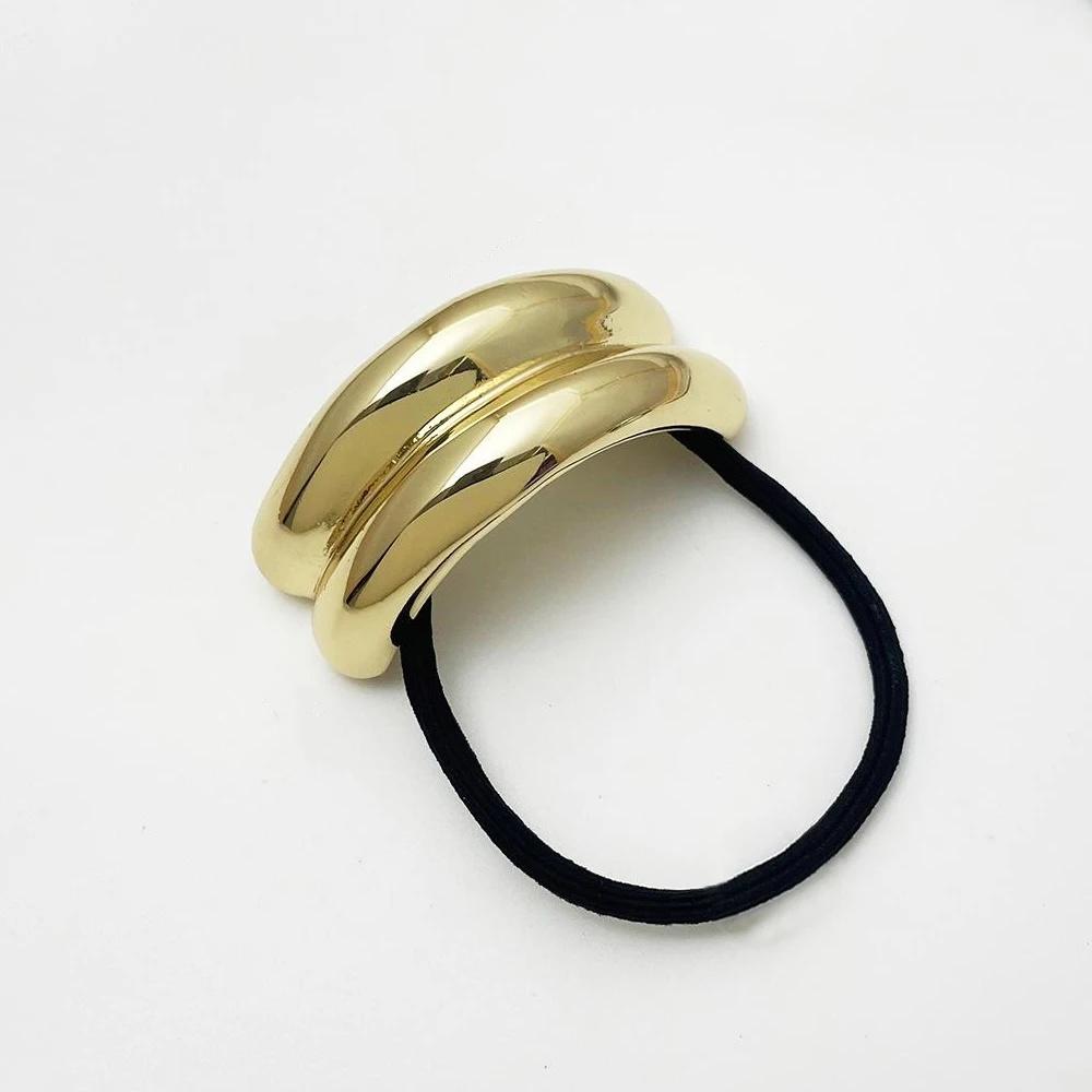 3pcs Alloy Geometric Hair Ties Golden Elegant Elastic Hair Rope U-Shaped Ponytail Holder Fashion Hair Accessories for Woman