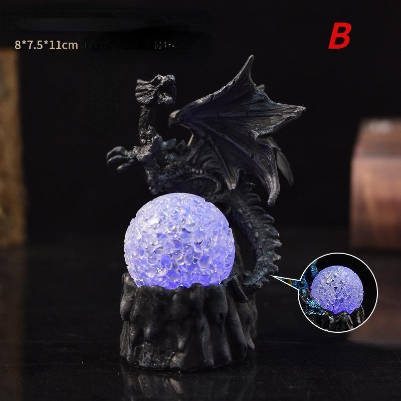 1 Pc Color Change Lava Resin Base Dragon Statues Luminescent Dinosaur Holy Dragon Battle Dragon Home Desktop Sculpture Kids Gifts