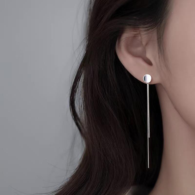 925 Sterling Silver Disc Tassel Stud Earrings - Light Luxury, High-End 2024 Fashion, Women's Niche Ear Jewelry