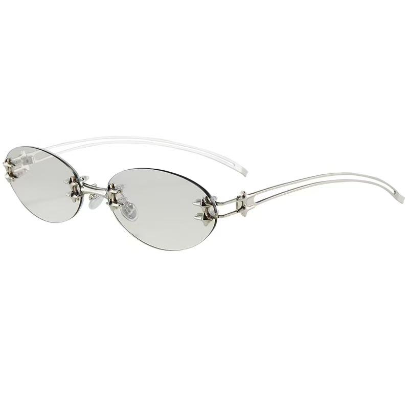 Occhiali da Sole Senza Montatura Ovali Moda Coreana per Donna Designer Stile Campus Occhiali da Sole Femminili Accessori Trendy