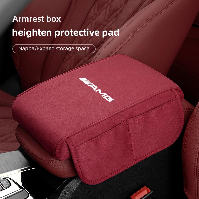 AMG Car Armrest Box Height Increase Mat Car Hand Protection Storage Pad For Mercedes Benz AMG W206 W204 W205 W212 W213 W221 W222