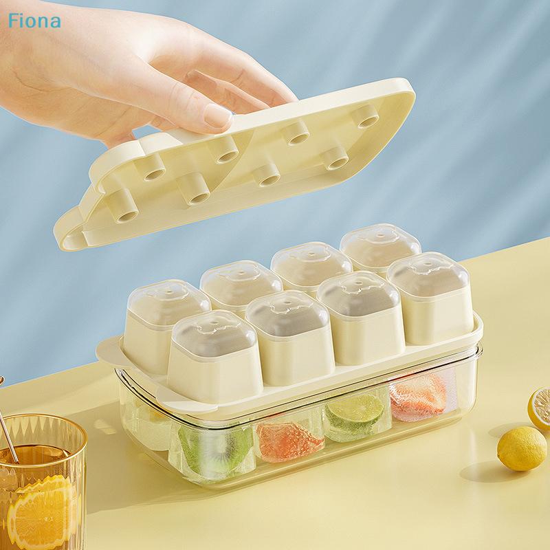 Individual Lid Ice Cube Tray - Stackable Silicone Ice Mold with Sealed Covers for Fruits Drinks, Freezer Storage Container