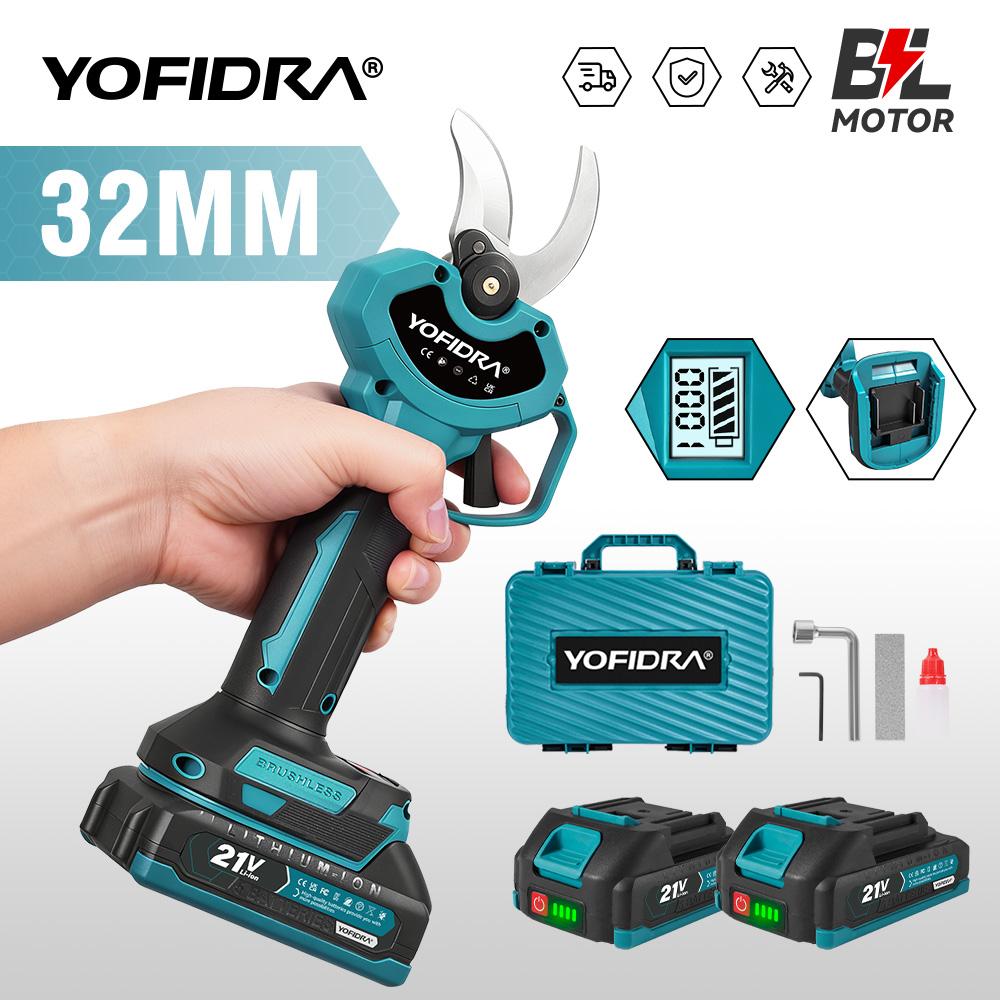 Yofidra Forbici Elettriche Potatura Senza Spazzole 32mm Senza Fili 2 Velocità Attrezzi per Giardino Albero da Frutto Bonsai per Batteria Makita Pin