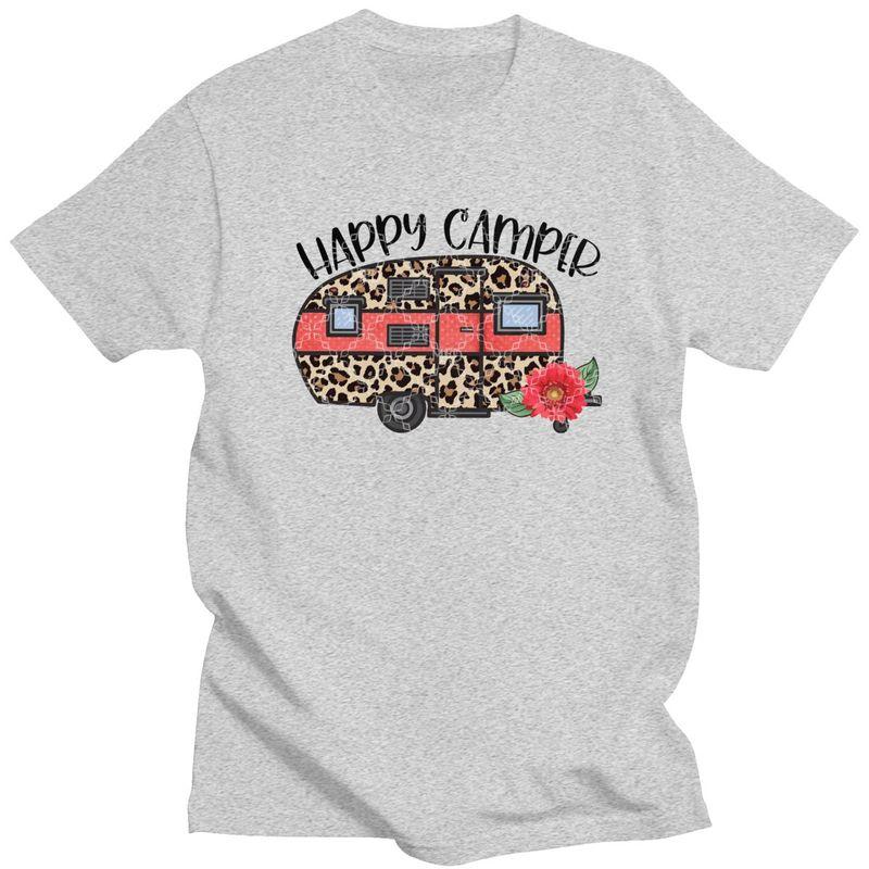Custom Fashion Happy Camper T Shirts Men Camping Life Tshirts Casual Tee 100 Cotton Oversized Tshirt Merch