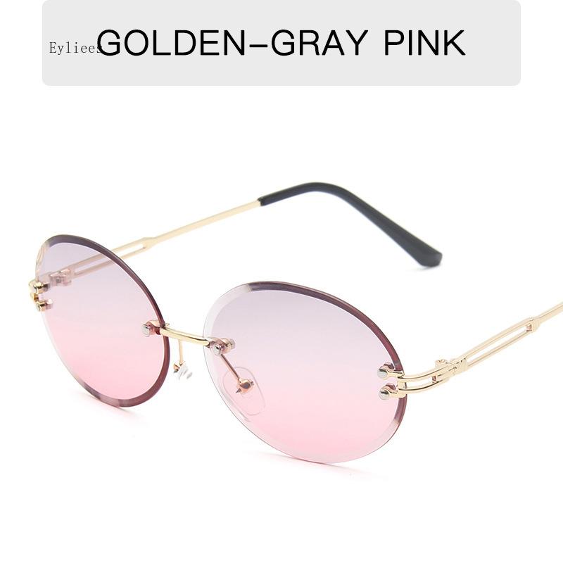 Round Shape Ladies Sunglasses Rimless Cut Edge Anti-glare  Sun Glasses for Women Vintage Retro Sunglasses Women Gafas De Sol