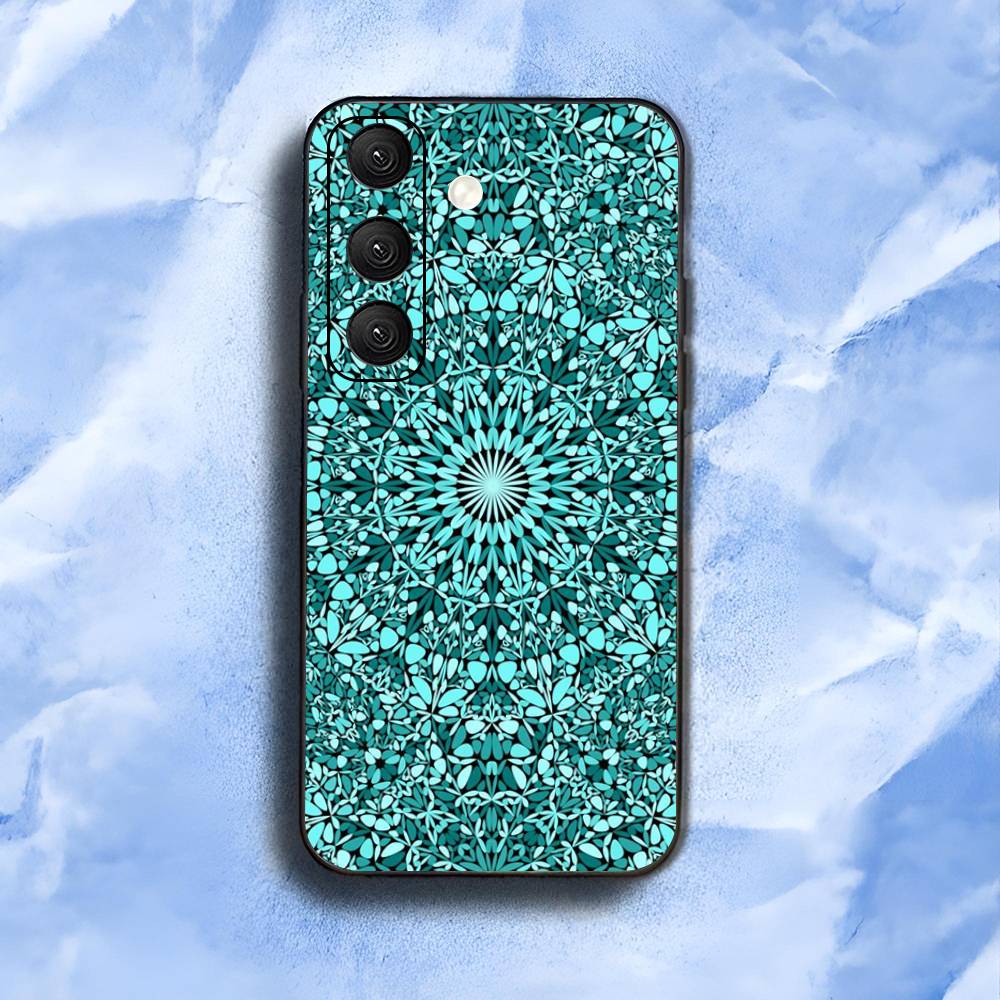 Mandala Flower Pattern Luxury Luxury Black Phone Case For Samsung Galaxy S23 S24 S25 Ultra S22 Plus S21