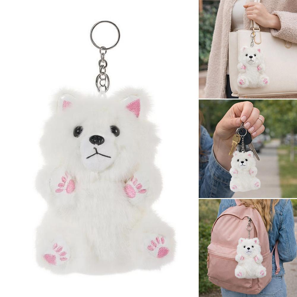 Pink Paws Samoyed Plush Toys Realistic Soft Samoyed Plush Doll Fashion Accessories Cute Cartoon Doll Ornaments