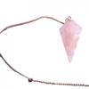 Simple Faceted Pendulum of Dowser In New Rose Quartz