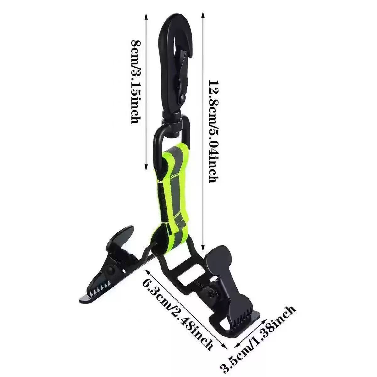 2PCS Reflective Firefighter Glove Strap Heavy Duty Nylon Webbing Dual Clip Safety Holder 2pcs(Reflective, 2clips)