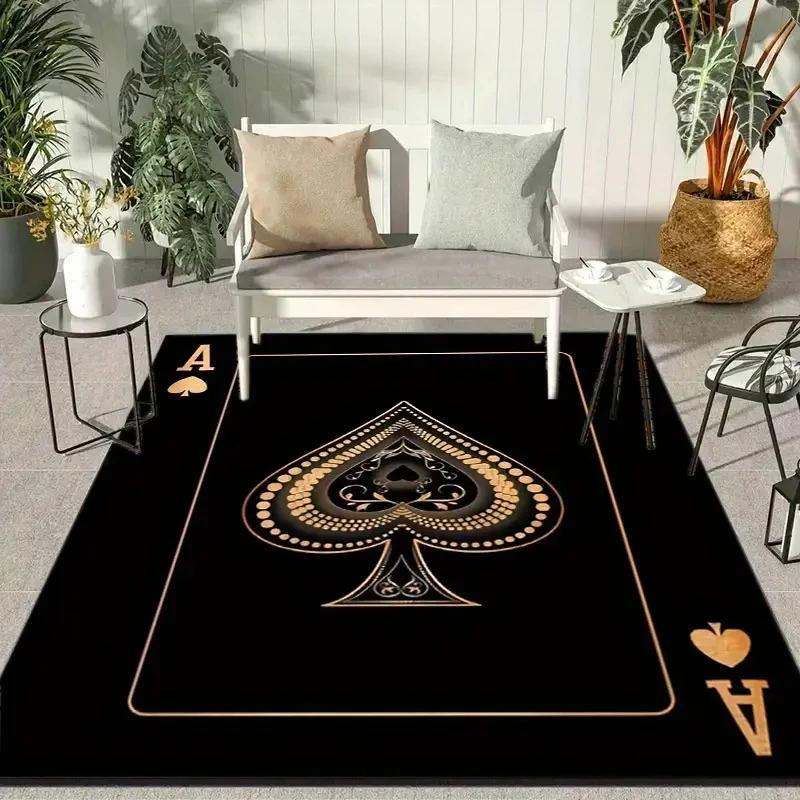 Ace of Hearts Poker Card Pattern Carpet Living Room Bedroom Bedside Sofa Area Rug Soft Indoor Game Room Floor Mat Home Decor